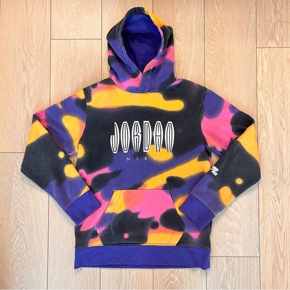 Nike Air Jordan JUMP MAN Purple Camo Pull Over Hoodie Youth Size XL 13-15 YRS - Picture 1 of 7